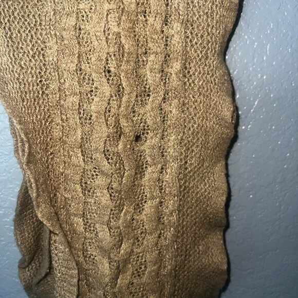 Women’s Brown Cable Knit Scarf Fringe Long Winter Fall Accessory - Picture 3 of 4